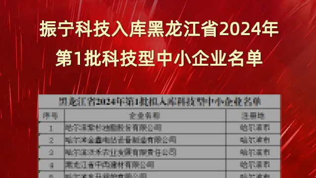 喜報！振寧科技入庫黑龍江省2024年第1批科技型中小企業(yè)名單